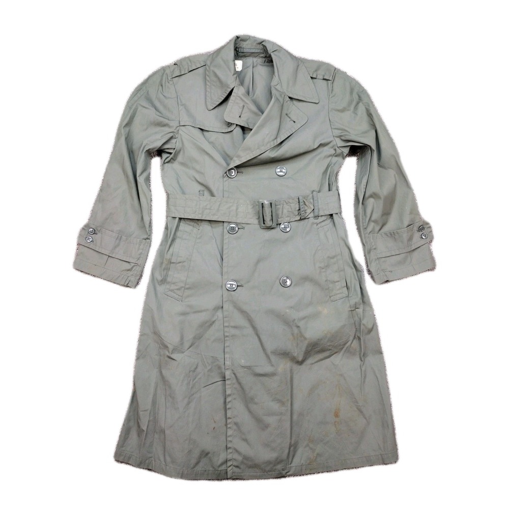Vintage Military Raincoat Men 34S Quarpel Army Green 274 Trench Coat USA 60s